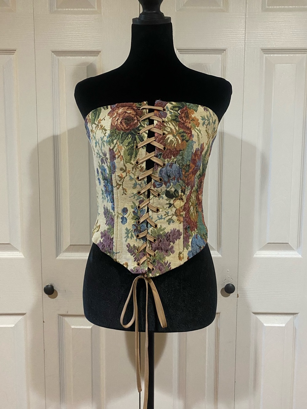 Multicolored Floral Print Lace Up Tube Top